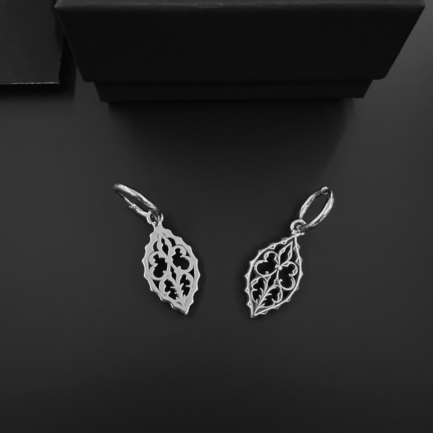 Chrome Hearts Silver Filigree Leaf Earrings